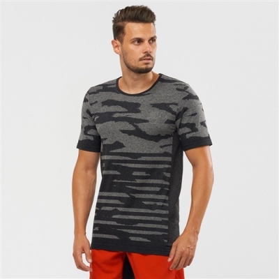 Black Salomon XA CAMO TEE Short Sleeve Men's T Shirts | AE-647ODWJ