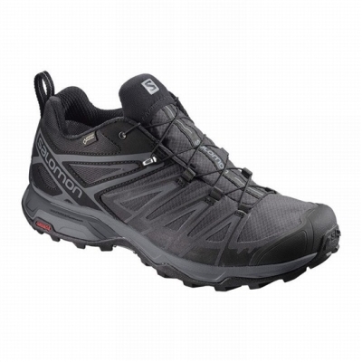 Black Salomon X ULTRA 3 GORE-TEX Men's Hiking Shoes | AE-045KHFJ