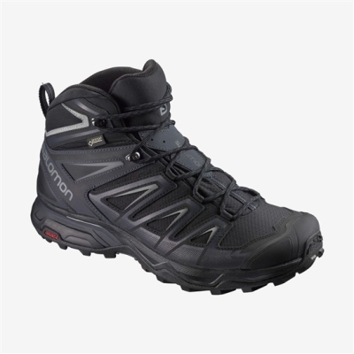 Black Salomon X ULTRA 3 WIDE MID GORE-TEX Men's Hiking Boots | AE-746SKWZ
