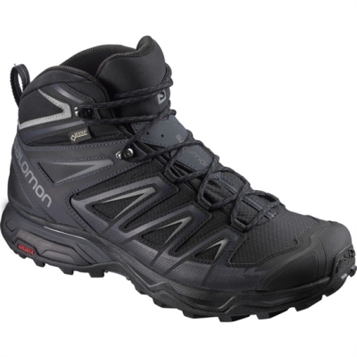 Black Salomon X ULTRA 3 WIDE MID GTX Men's Hiking Shoes | AE-693CGPE