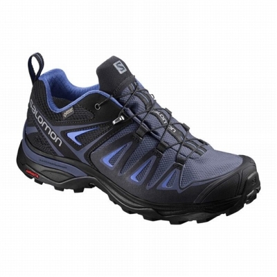 Blue / Black Salomon X ULTRA 3 GORE-TEX Women's Hiking Shoes | AE-962KMPQ