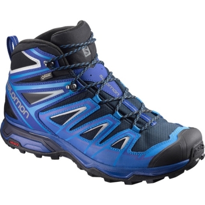 Blue / Black Salomon X ULTRA 3 MID GTX Men's Hiking Shoes | AE-281SPJV