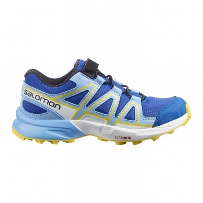 Blue / Lemon Salomon SPEEDCROSS Kids' Trail Running Shoes | AE-980BHFA