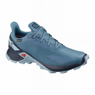 Blue / Navy Salomon ALPHACROSS BLAST GTX W Women's Trail Running Shoes | AE-276EMXT