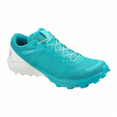 Blue / White Salomon SENSE PRO 4 Women's Trail Running Shoes | AE-390VZWS