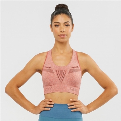 Brick Dust Salomon ESSENTIAL MOVE ON SEAMLESS Sport Women's Sports Bras | AE-513DBZT