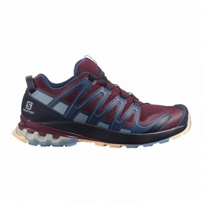 Burgundy / Blue Salomon XA PRO 3D V8 Women's Trail Running Shoes | AE-296ODWJ