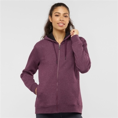 Burgundy Salomon ESSENTIAL WARM Jacket Hoodie Women's Midlayers | AE-274QIUH