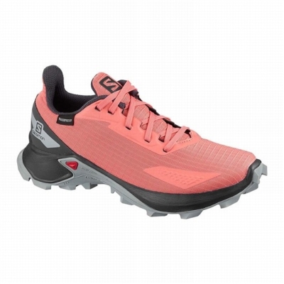 Coral Salomon ALPHACROSS BLAST CLIMASALOMON WATERPROOF Kids' Trail Running Shoes | AE-042BCAQ