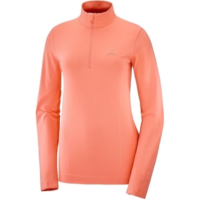 Coral Salomon COMET SEAMLESS HALF ZIP W Women's Midlayers | AE-952ZODG