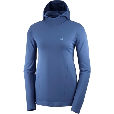 Dark Denim Salomon AGILE MID HOODIE W SEAMLESS Women's Midlayers | AE-402CESA