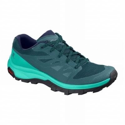 Dark Green / Turquoise Salomon OUTLINE Women's Hiking Shoes | AE-915XVLP