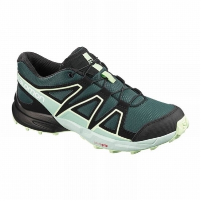 Green / Black Salomon SPEEDCROSS Kids' Trail Running Shoes | AE-946FHDX