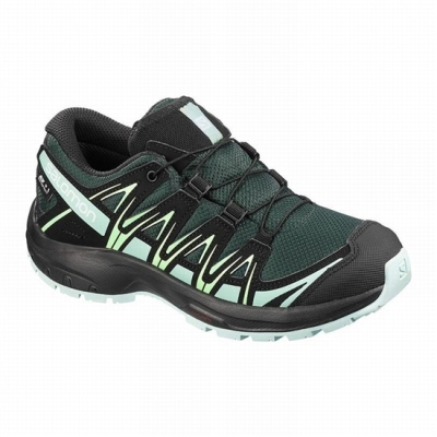 Green / Black Salomon XA PRO 3D CLIMASALOMON WATERPROOF Kids' Hiking Shoes | AE-032EZKJ