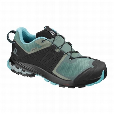 Green / Black Salomon XA WILD GORE-TEX Women's Trail Running Shoes | AE-457UREO