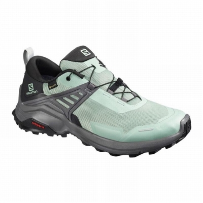 Green / Black Salomon X RAISE GORE-TEX Women's Hiking Shoes | AE-659RSFG