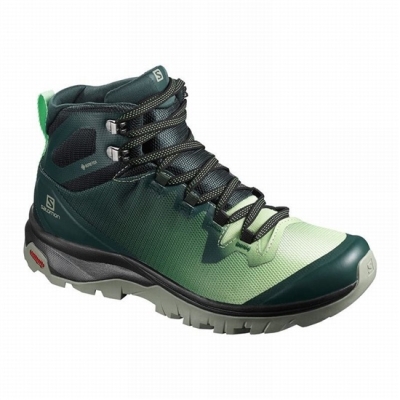 Green / Grey Salomon VAYA MID GORE-TEX Women's Hiking Shoes | AE-028LNGA