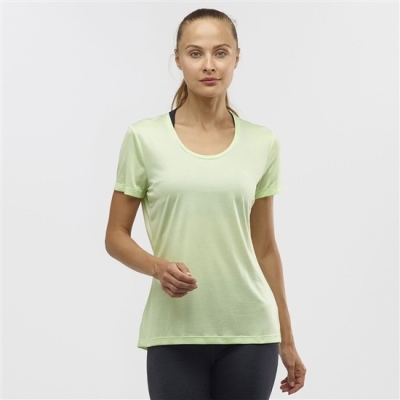 Green Salomon AGILE Road Running Short Sleeve Women's T Shirts | AE-421FKQX