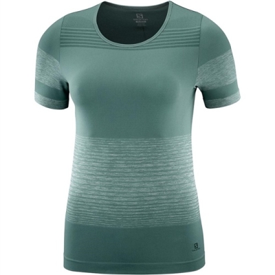 Green Salomon ELEVATE MOVE'ON W Women's T Shirts | AE-612KNMG