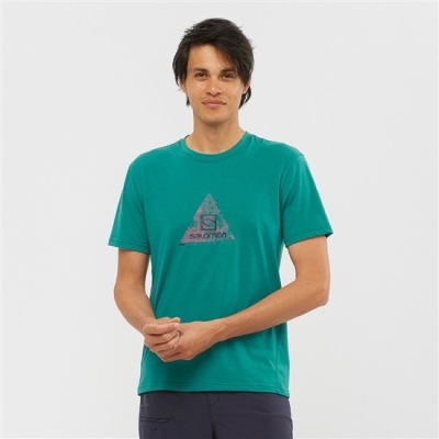 Green Salomon OUTRACK BLEND Short Sleeve Men's T Shirts | AE-620BQDO