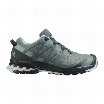 Green Salomon XA PRO 3D V8 GORE-TEX Women's Hiking Shoes | AE-402AZXB