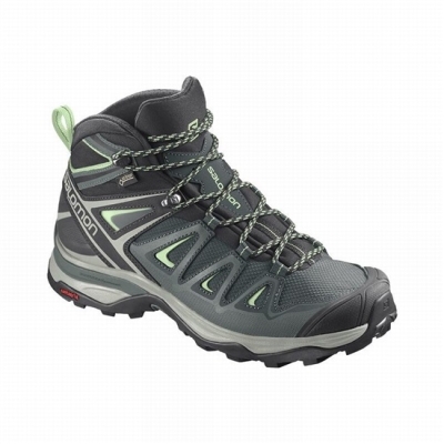 Green Salomon X ULTRA 3 MID GORE-TEX Women's Hiking Boots | AE-854IXFG