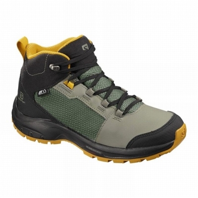 Grey / Black Salomon OUTWARD CLIMASALOMON WATERPROOF Kids' Hiking Shoes | AE-658SDHK