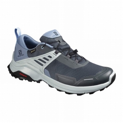 Grey / Blue Salomon X RAISE GORE-TEX Men's Hiking Shoes | AE-413WFIV