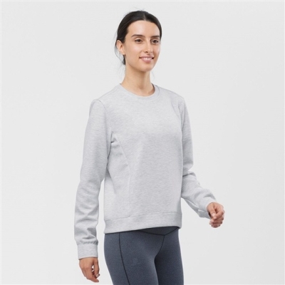 Grey Salomon COMET CREW NECK PULL W Women's Midlayers | AE-382GPAX