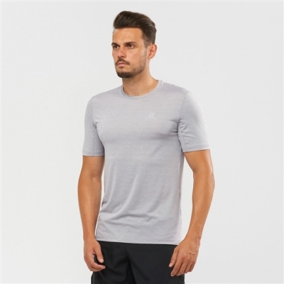 Grey Salomon OUTLINE New Trail Running Gear Men's T Shirts | AE-796WFJA