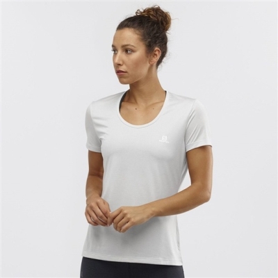 Light Grey Salomon AGILE Road Running Short Sleeve Women's T Shirts | AE-752XLEQ