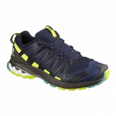 Navy / Light Green Salomon XA PRO 3D V8 Men's Trail Running Shoes | AE-428MQNJ