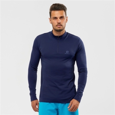 Navy Salomon ESSENTIAL SEAMLESS Cross-Country Skiing Men's Midlayers | AE-805CWRN