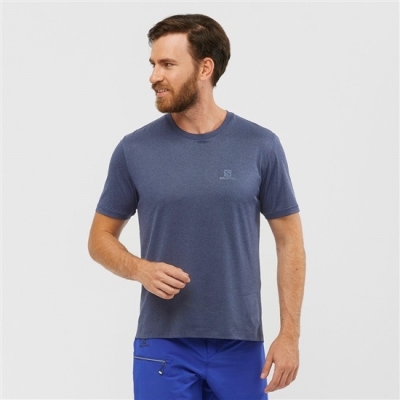 Navy Salomon EXPLORE M Short Sleeve Men's T Shirts | AE-217SDGX