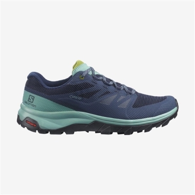 Navy Salomon OUTLINE WIDE GORE-TEX Women's Hiking Shoes | AE-654VYNA