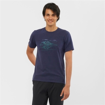 Navy Salomon OUTRACK BLEND Short Sleeve Men's T Shirts | AE-235SGWN