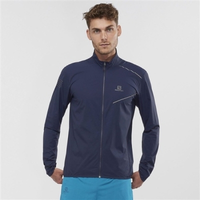 Navy Salomon SENSE M Men's Windbreaker | AE-874IJUC