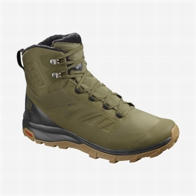 Olive / Black Salomon OUTBLAST TS CSWP Men's Winter Boots | AE-035JOBT