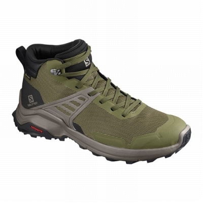 Olive / Black Salomon X RAISE MID GORE-TEX Men's Hiking Shoes | AE-031LOVJ