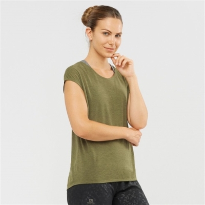 Olive Green Salomon COMET SHAPED W Women's Tank | AE-984BUHE