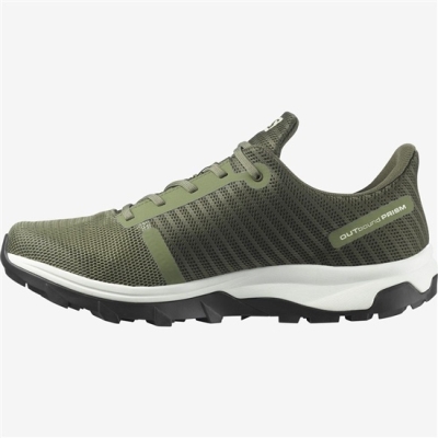 Olive Green Salomon OUTBOUND PRISM GORE-TEX Men's Hiking Shoes | AE-562SDFH