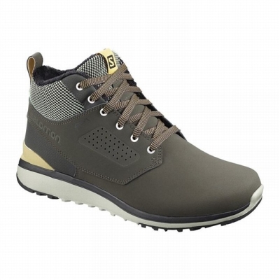 Olive / Grey Salomon UTILITY FREEZE CLIMASALOMON WATERPROOF Men's Winter Boots | AE-205SKNA