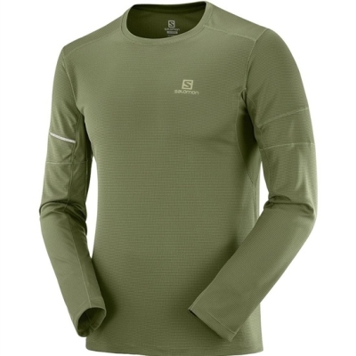 Olive Salomon AGILE LS M Men's T Shirts | AE-324PLXY