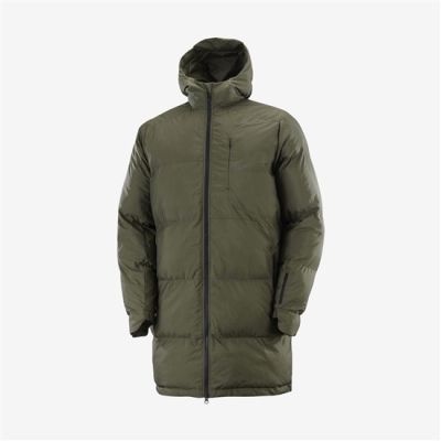 Olive Salomon OUTLIFE PACKABLE LONG PUFFER JKT U Insulated Men's Jackets | AE-293LXBK