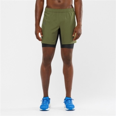 Olive Salomon XA TWINSKIN Men's Shorts | AE-705RVLM