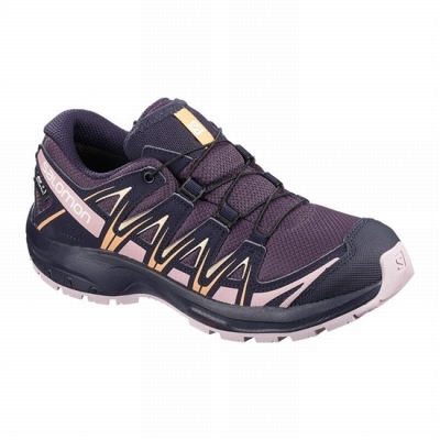 Purple / Blue Salomon XA PRO 3D CLIMASALOMON WATERPROOF Kids' Trail Running Shoes | AE-096AJRF