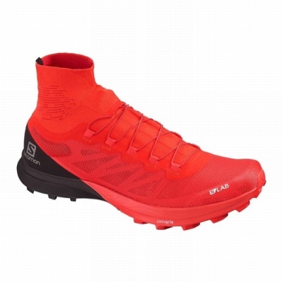 Red / Black Salomon S/LAB SENSE 8 SOFTGROUND Women's Trail Running Shoes | AE-674BKIX