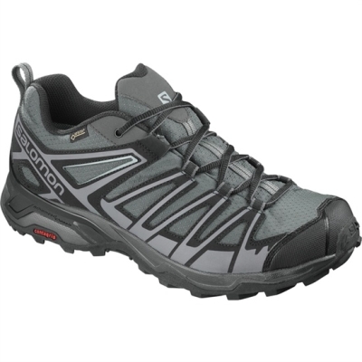 Silver / Black Salomon X ULTRA 3 PRIME GTX Men's Hiking Shoes | AE-072UJNB