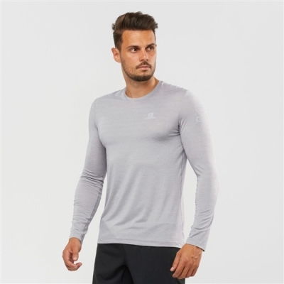 Silver Salomon OUTLINE Long Sleeve Men's T Shirts | AE-165DZBH