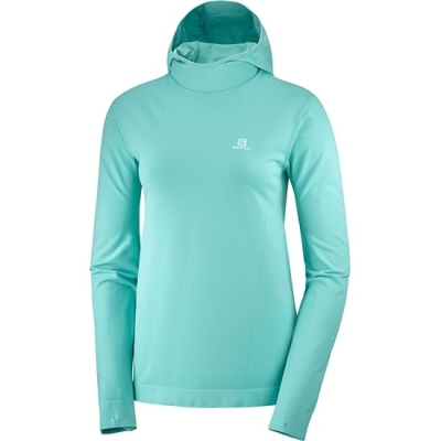 Turquoise Salomon AGILE MID HOODIE W SEAMLESS Women's Midlayers | AE-240CHBT